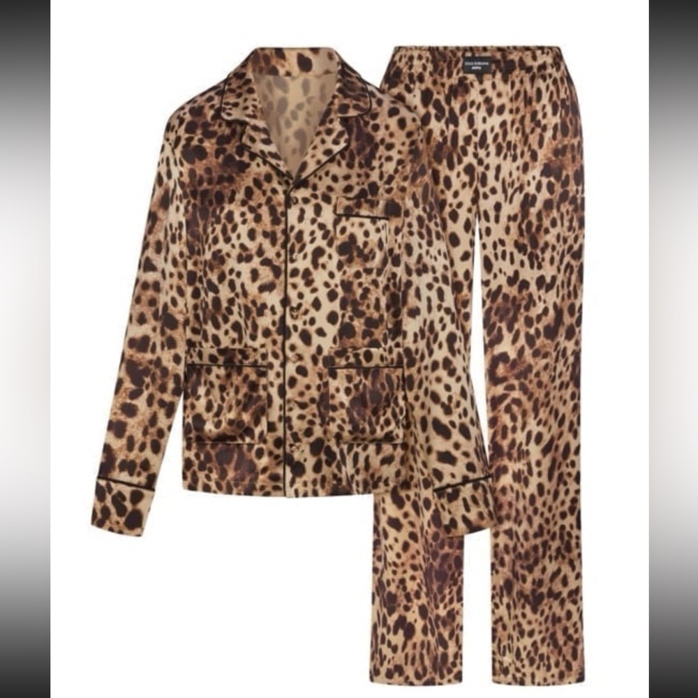 Dolce & Gabbana X SKIMS SILK LONG SLEEVE SLEEP SET | LEOPARD / M NWT